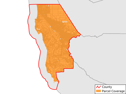 San Mateo County California GIS Parcel Data Download Coverage